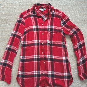 Red plaid button down